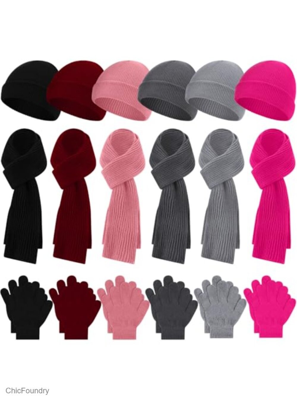18-Piece Kids Winter Hat Gloves Scarf Set - Knit Beanie & Knitted Scarf Snow Set